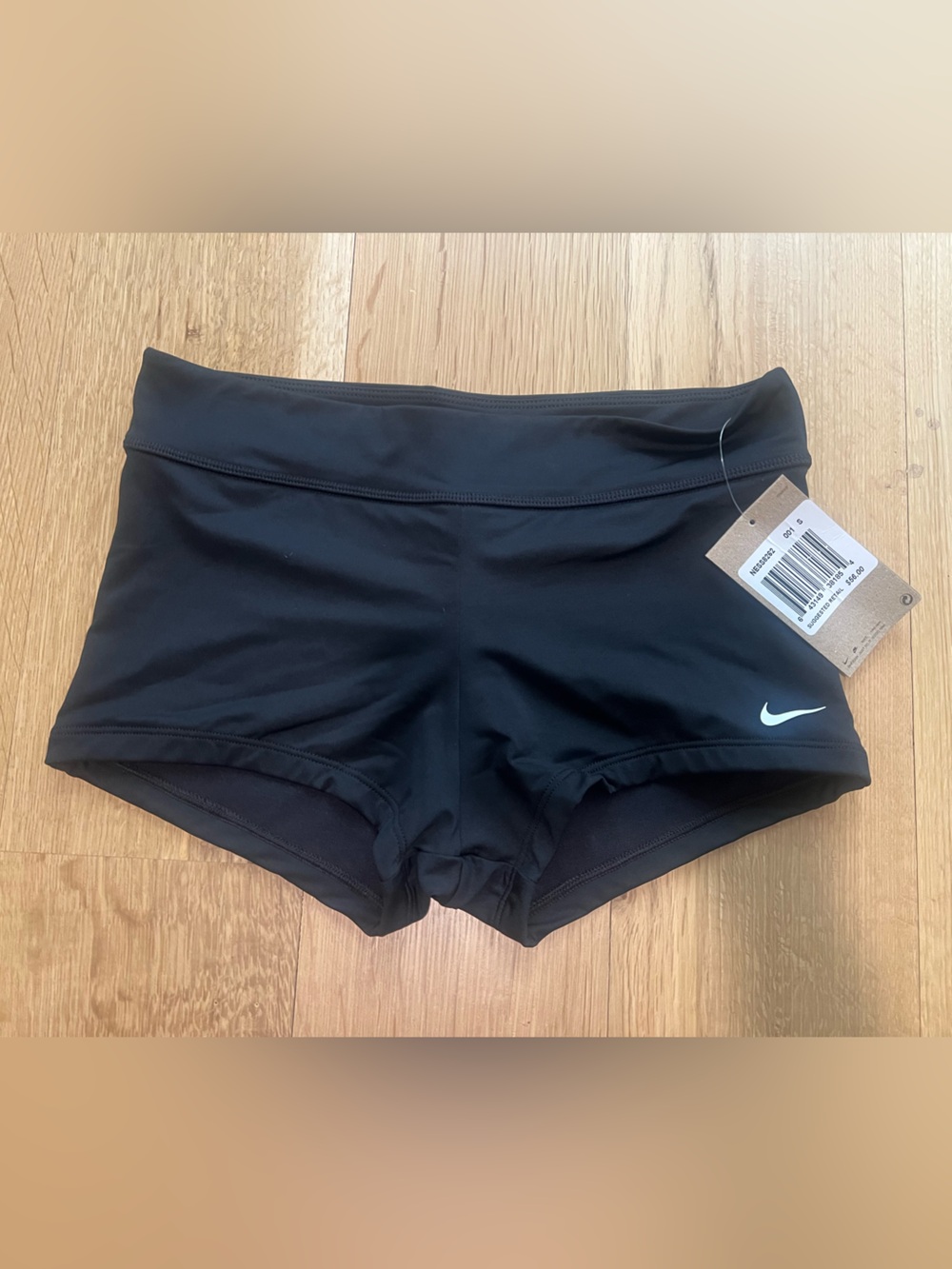 NWT Nike Women's Black Swim Shorts w/ White Swoosh